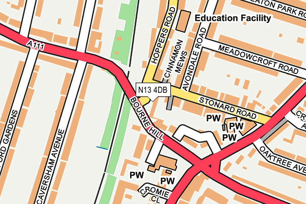 N13 4DB map - OS OpenMap – Local (Ordnance Survey)