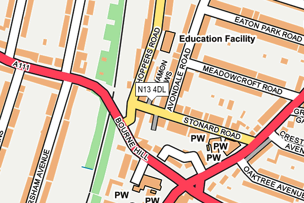 N13 4DL map - OS OpenMap – Local (Ordnance Survey)