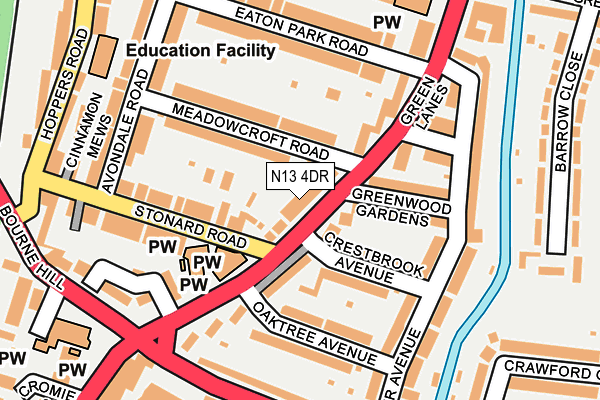 N13 4DR map - OS OpenMap – Local (Ordnance Survey)