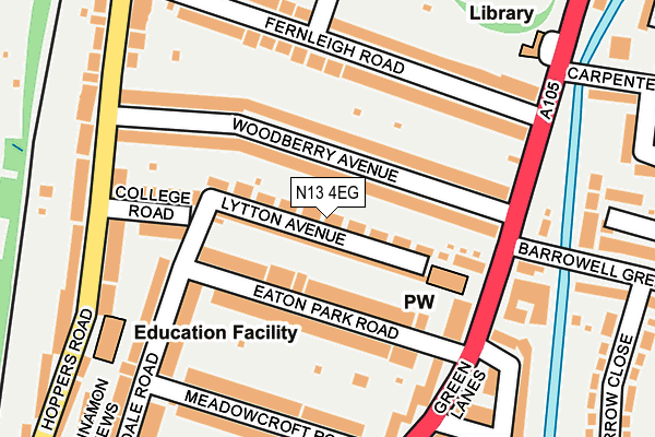 N13 4EG map - OS OpenMap – Local (Ordnance Survey)