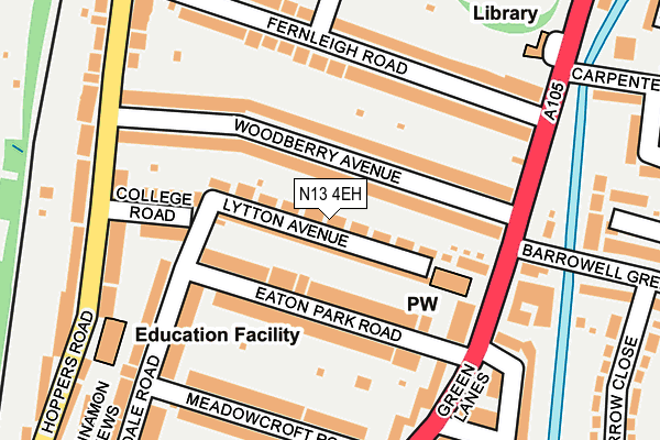 N13 4EH map - OS OpenMap – Local (Ordnance Survey)