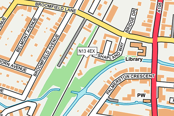 N13 4EX map - OS OpenMap – Local (Ordnance Survey)