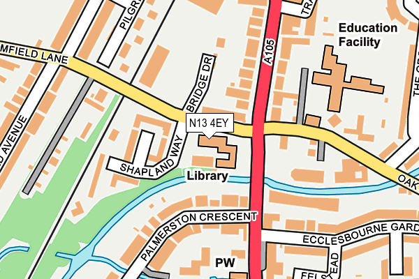 N13 4EY map - OS OpenMap – Local (Ordnance Survey)