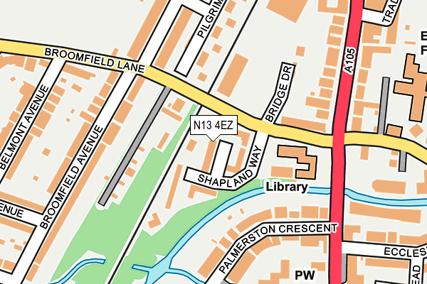 N13 4EZ map - OS OpenMap – Local (Ordnance Survey)