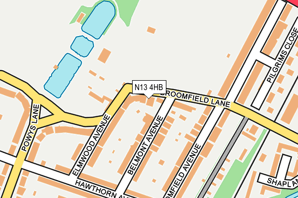 N13 4HB map - OS OpenMap – Local (Ordnance Survey)