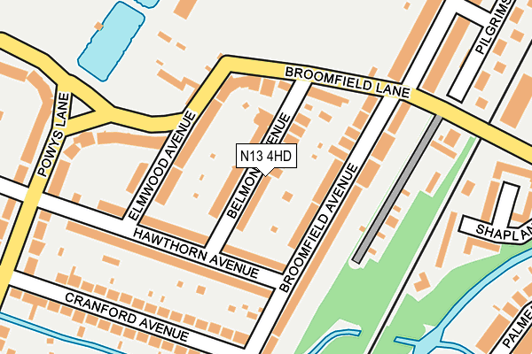 N13 4HD map - OS OpenMap – Local (Ordnance Survey)