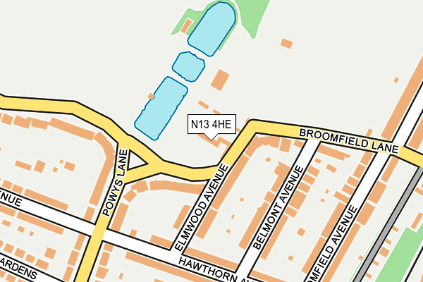 N13 4HE map - OS OpenMap – Local (Ordnance Survey)