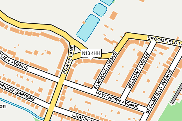 N13 4HH map - OS OpenMap – Local (Ordnance Survey)