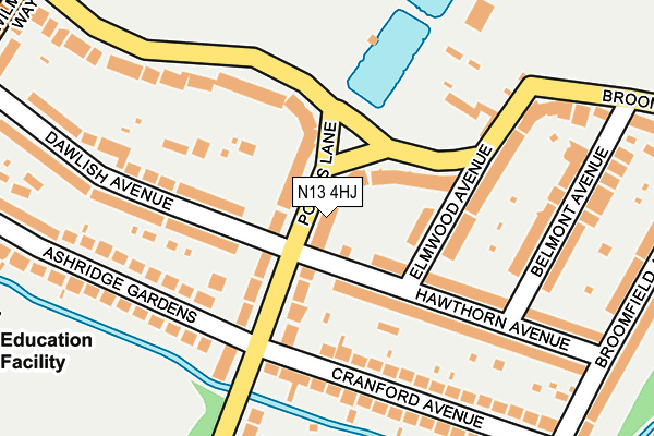 N13 4HJ map - OS OpenMap – Local (Ordnance Survey)