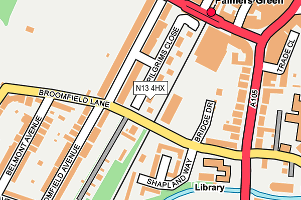 N13 4HX map - OS OpenMap – Local (Ordnance Survey)