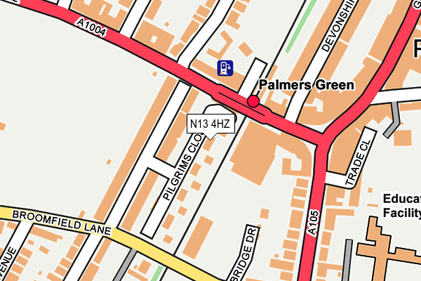 N13 4HZ map - OS OpenMap – Local (Ordnance Survey)