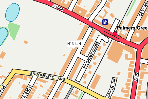 N13 4JN map - OS OpenMap – Local (Ordnance Survey)