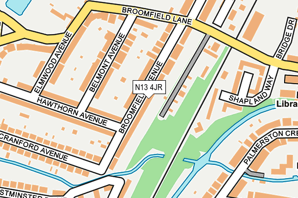 N13 4JR map - OS OpenMap – Local (Ordnance Survey)