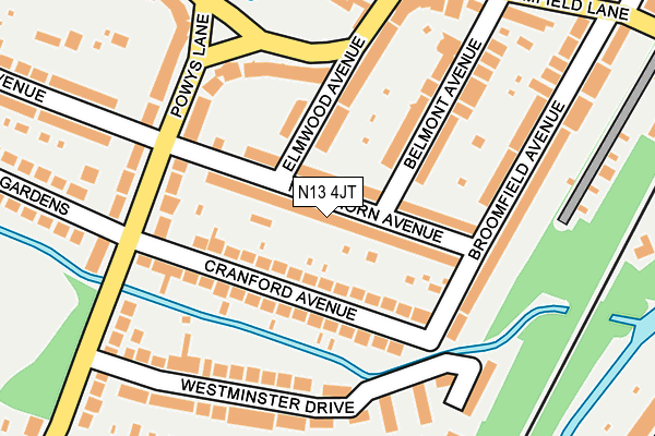 N13 4JT map - OS OpenMap – Local (Ordnance Survey)