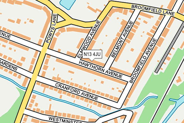 N13 4JU map - OS OpenMap – Local (Ordnance Survey)