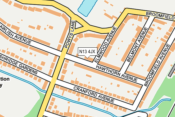 N13 4JX map - OS OpenMap – Local (Ordnance Survey)