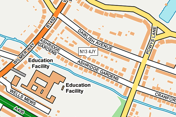 N13 4JY map - OS OpenMap – Local (Ordnance Survey)