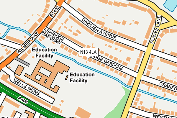 N13 4LA map - OS OpenMap – Local (Ordnance Survey)