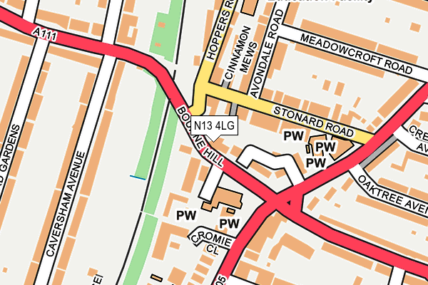 N13 4LG map - OS OpenMap – Local (Ordnance Survey)