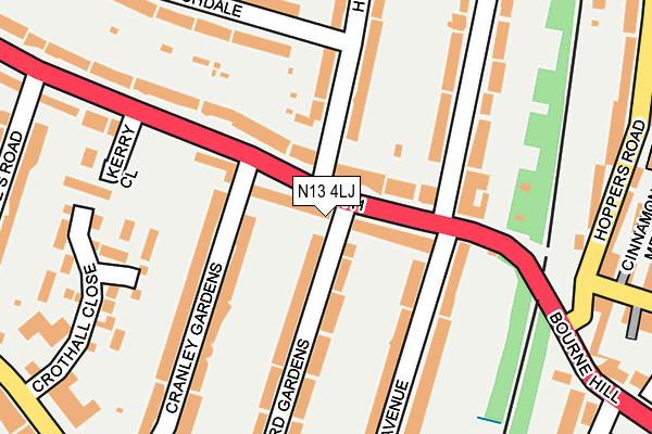 N13 4LJ map - OS OpenMap – Local (Ordnance Survey)