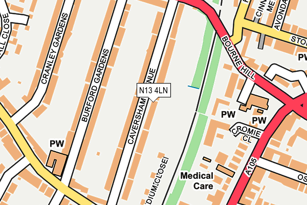 N13 4LN map - OS OpenMap – Local (Ordnance Survey)