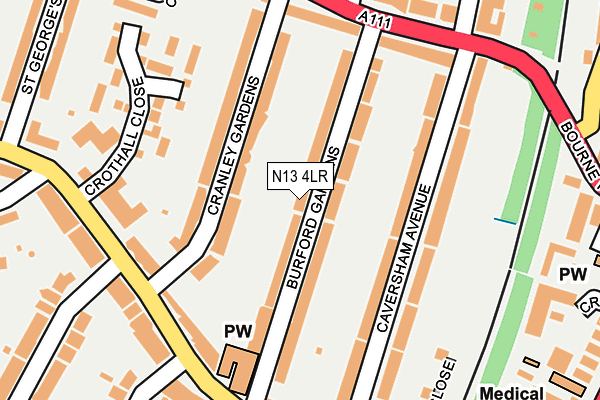N13 4LR map - OS OpenMap – Local (Ordnance Survey)