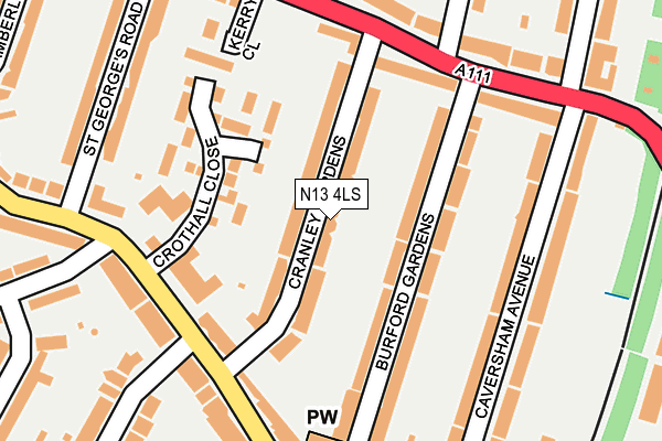 N13 4LS map - OS OpenMap – Local (Ordnance Survey)