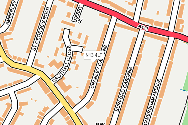 N13 4LT map - OS OpenMap – Local (Ordnance Survey)