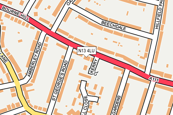 N13 4LU map - OS OpenMap – Local (Ordnance Survey)