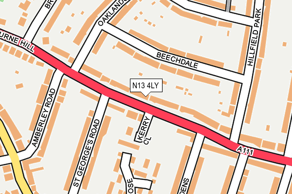N13 4LY map - OS OpenMap – Local (Ordnance Survey)