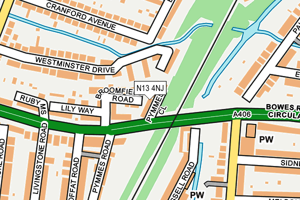 N13 4NJ map - OS OpenMap – Local (Ordnance Survey)