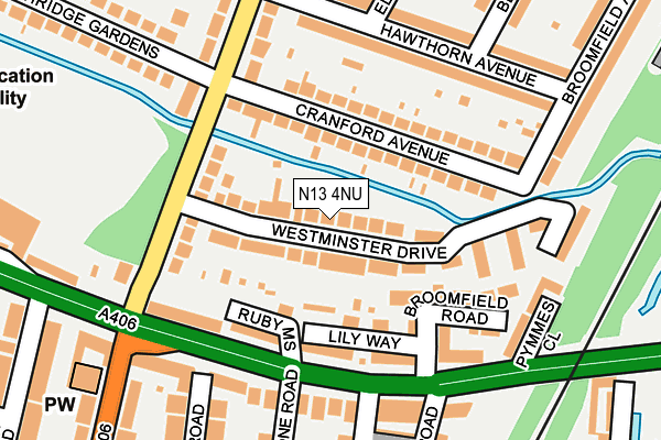 N13 4NU map - OS OpenMap – Local (Ordnance Survey)