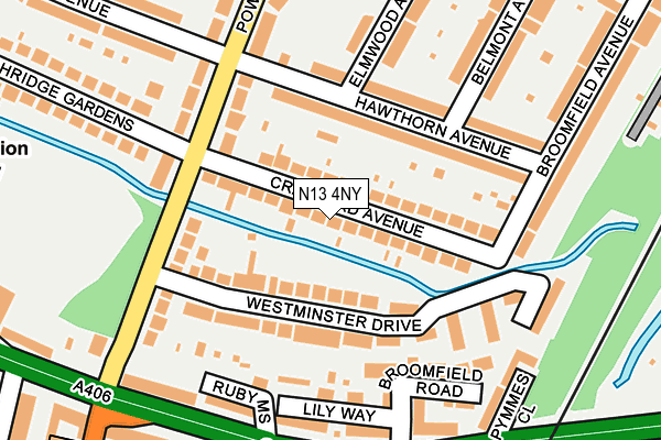 N13 4NY map - OS OpenMap – Local (Ordnance Survey)