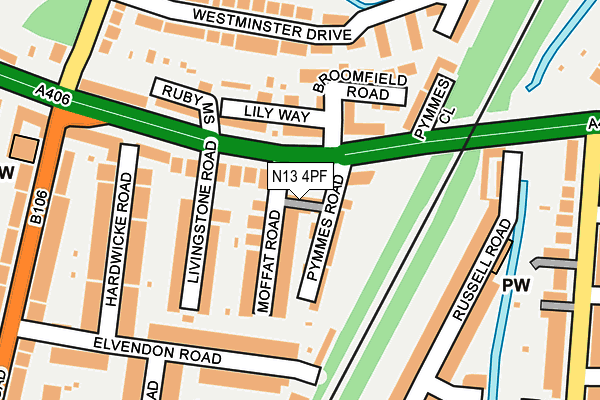 N13 4PF map - OS OpenMap – Local (Ordnance Survey)