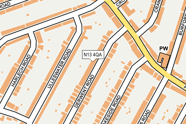 N13 4QA map - OS OpenMap – Local (Ordnance Survey)