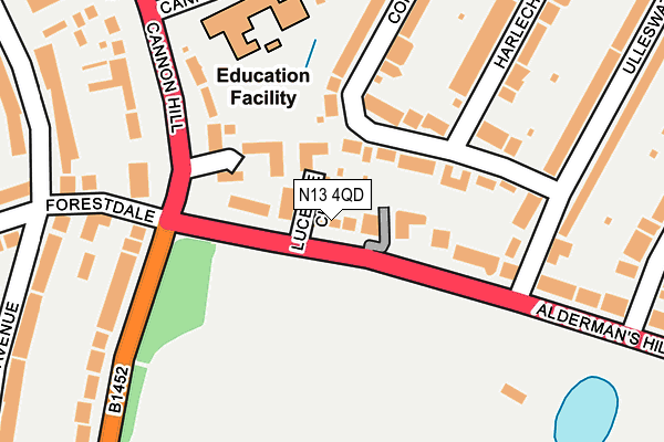 N13 4QD map - OS OpenMap – Local (Ordnance Survey)