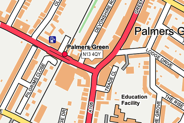 N13 4QY map - OS OpenMap – Local (Ordnance Survey)