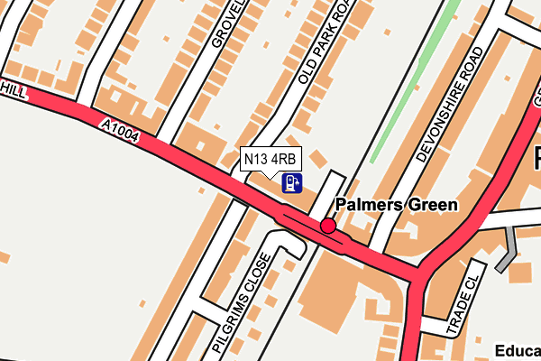 N13 4RB map - OS OpenMap – Local (Ordnance Survey)
