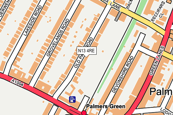 N13 4RE map - OS OpenMap – Local (Ordnance Survey)