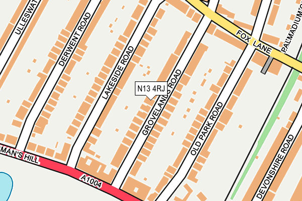 N13 4RJ map - OS OpenMap – Local (Ordnance Survey)