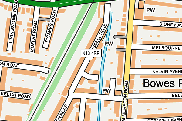N13 4RP map - OS OpenMap – Local (Ordnance Survey)