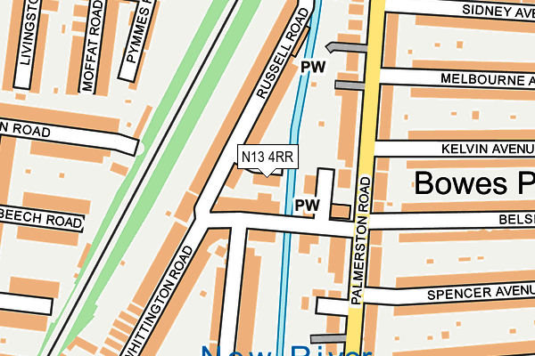 N13 4RR map - OS OpenMap – Local (Ordnance Survey)