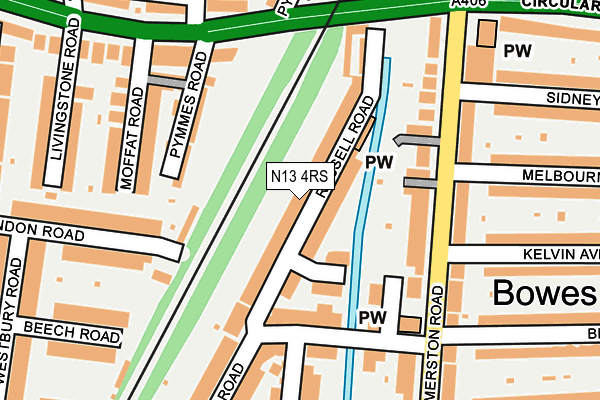 N13 4RS map - OS OpenMap – Local (Ordnance Survey)