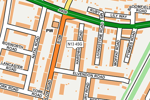 N13 4SG map - OS OpenMap – Local (Ordnance Survey)