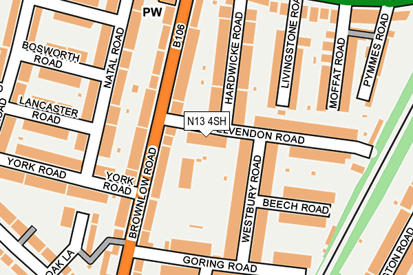 N13 4SH map - OS OpenMap – Local (Ordnance Survey)