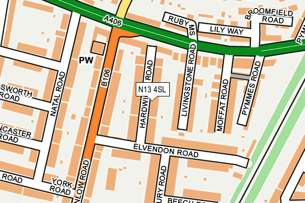 N13 4SL map - OS OpenMap – Local (Ordnance Survey)