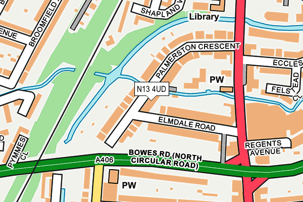 N13 4UD map - OS OpenMap – Local (Ordnance Survey)