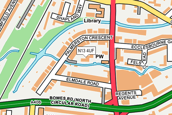 N13 4UF map - OS OpenMap – Local (Ordnance Survey)