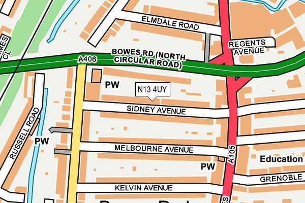 N13 4UY map - OS OpenMap – Local (Ordnance Survey)