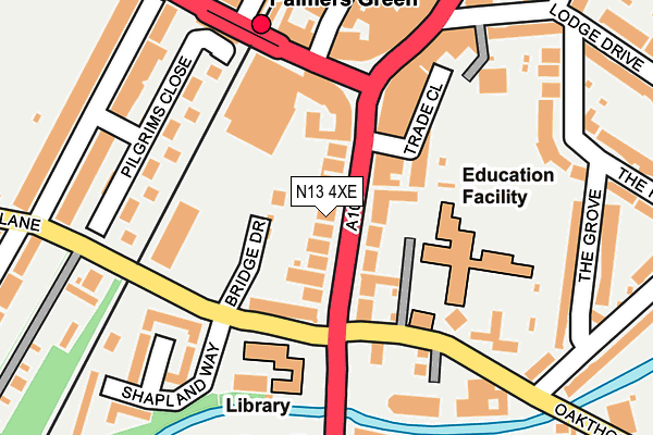 N13 4XE map - OS OpenMap – Local (Ordnance Survey)